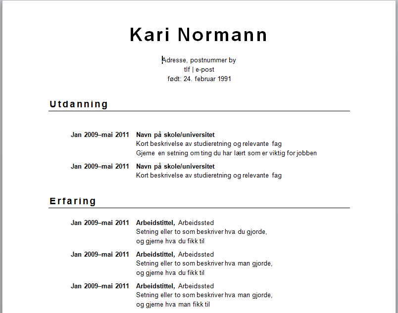 Bilde av en CV